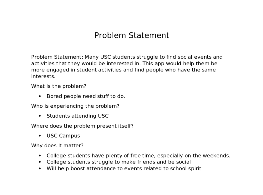 Problem Statement Examples Student CSCE 190: Noah Pawlucy